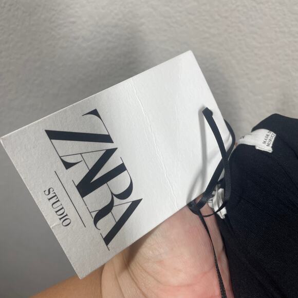 Zara Size XS Draped Ruched Sheath One Shoulder Dress Mini Black Long Sleeves - Picture 12 of 12